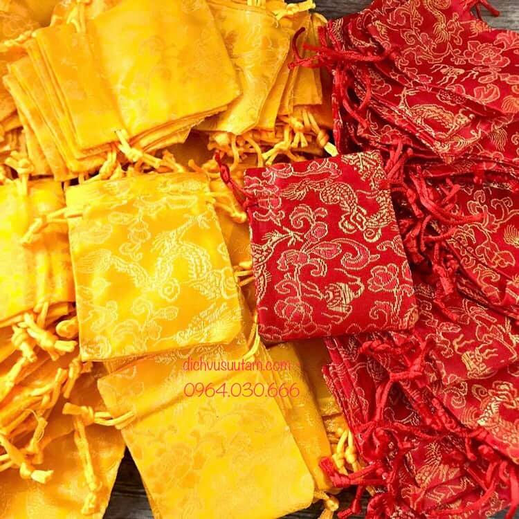 Combo 2 túi gấm đỏ và vàng phong thủy