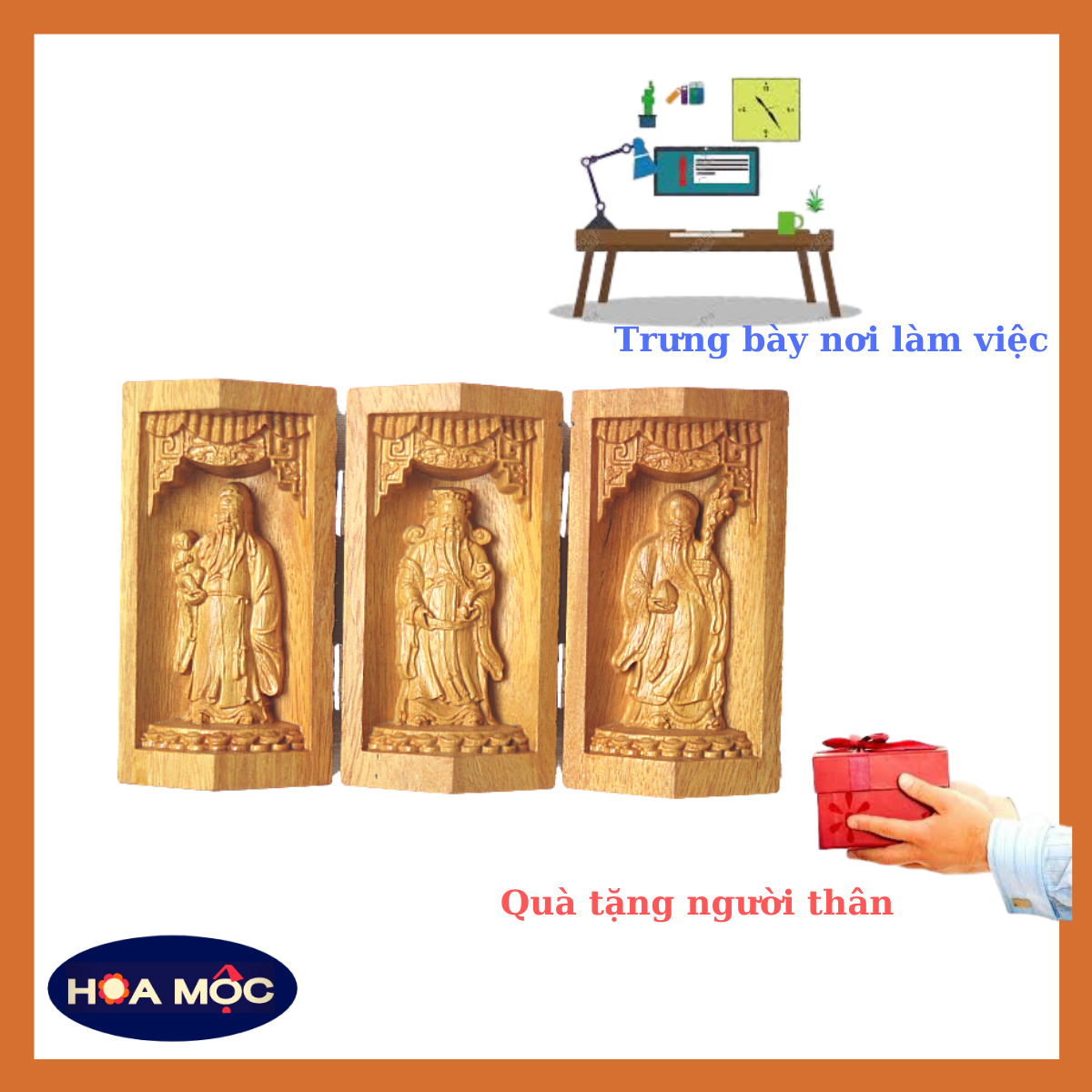 HỘP TƯỢNG GỖ TAM ĐA - PHÚC LỘC THỌ