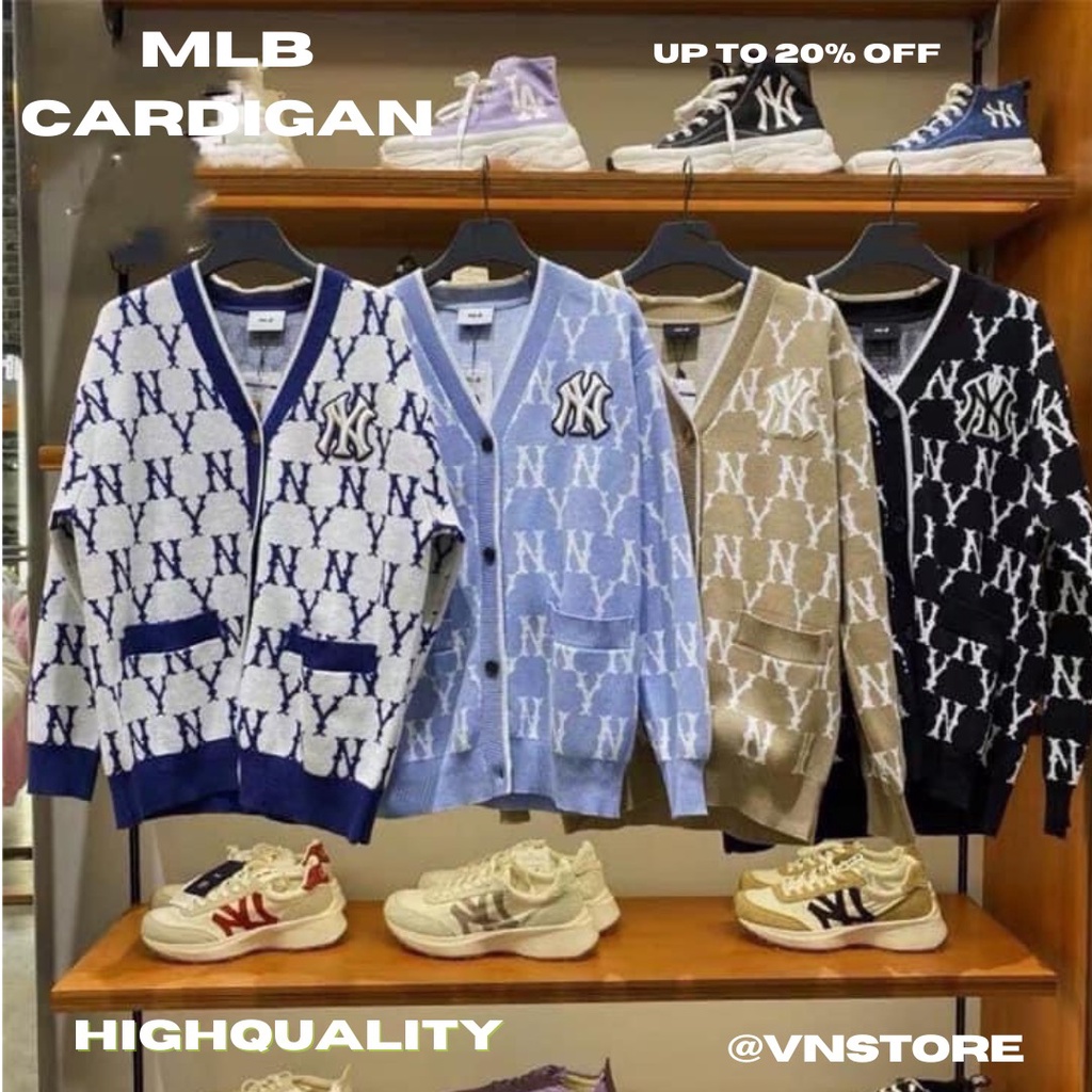 Áo Cardigan MLB Argyle Monogram Crop 3FKCY012450NYD
