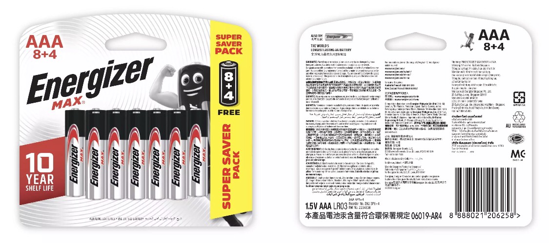 [HCM]Pin Energizer Alkaline Max AAA E92 8 tặng 4