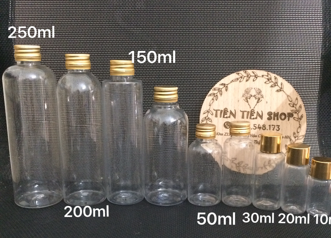 Chai nhựa nắp nhôm vàng chọn size