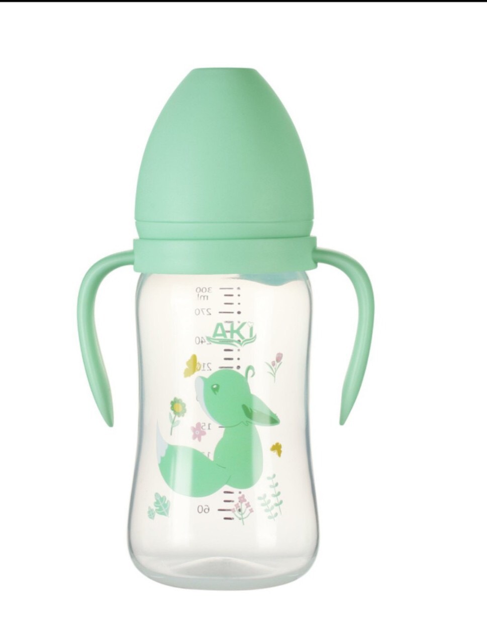Bình Sữa Cổ Rộng PP AKI 180ml - 240ml - 300ml (tặng kèm núm vú cổ rộng)