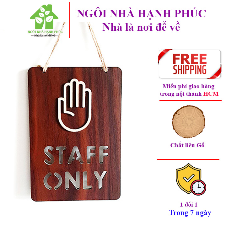 Bảng gỗ decor trang trí SHOP 🚀STAFF ONLY🚀 (tặng kem móc treo tường)