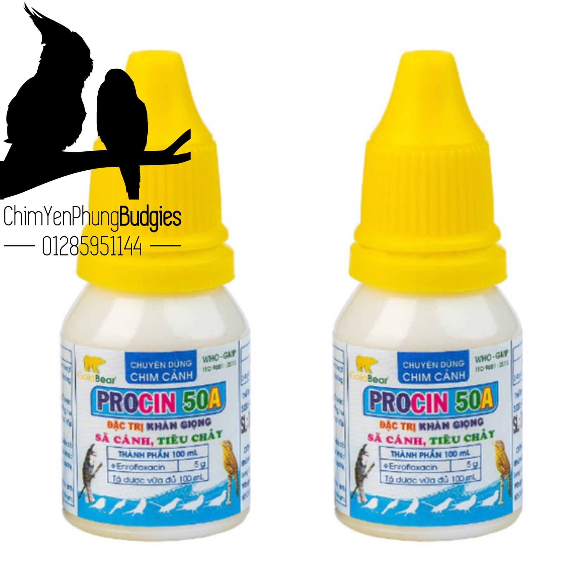 Combo 2 lọ Procin 50A chuyên tri khàn giọng, sả cánh, tiêu chảy trên Chim Cảnh