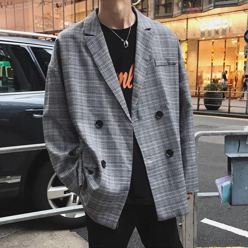 Áo Blazer Nam Kẻ Caro Phong Cách Retro -BZ02