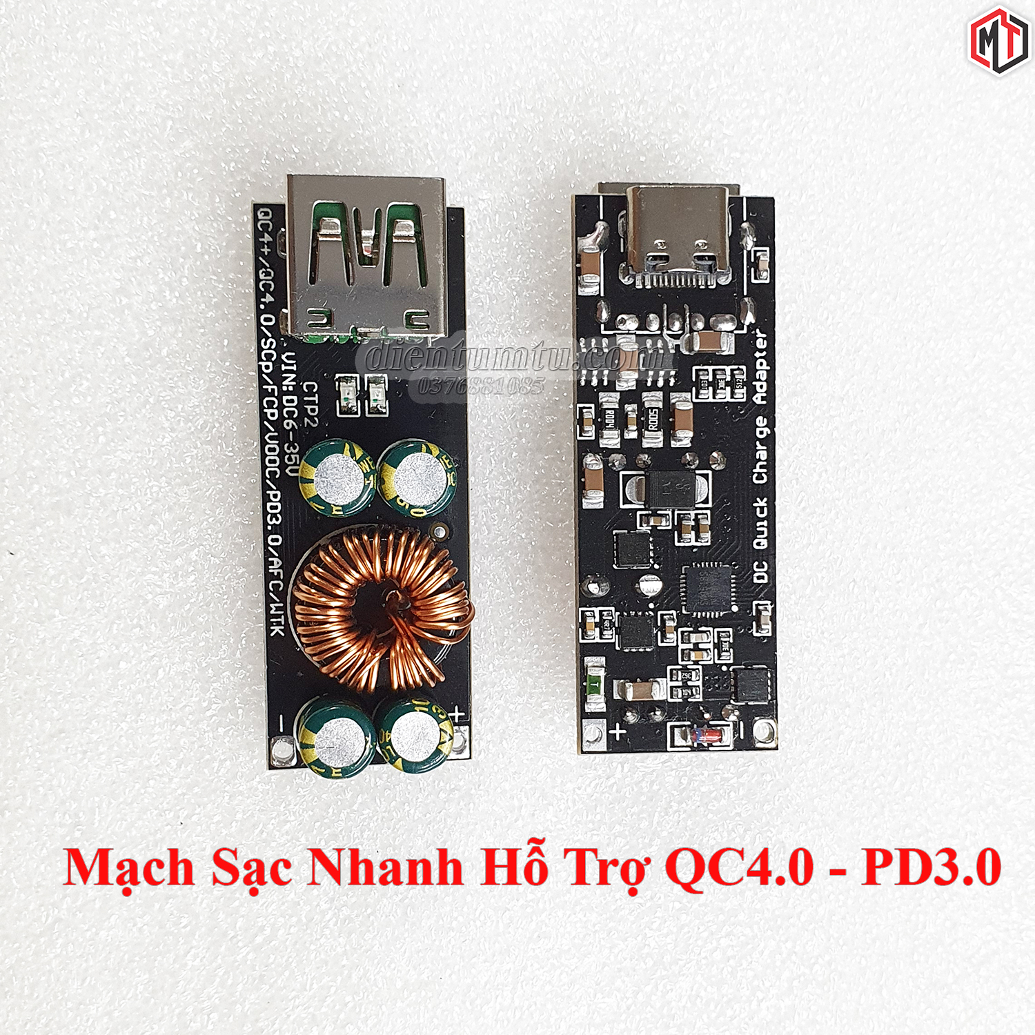 Mạch Sạc Nhanh Hỗ Trợ QC4.0 - PD3.0 - có Cổng USB Type-C (Mạch BUCK 6-35VDC ra cổng USB ,DIY chế sạc điện thoại)