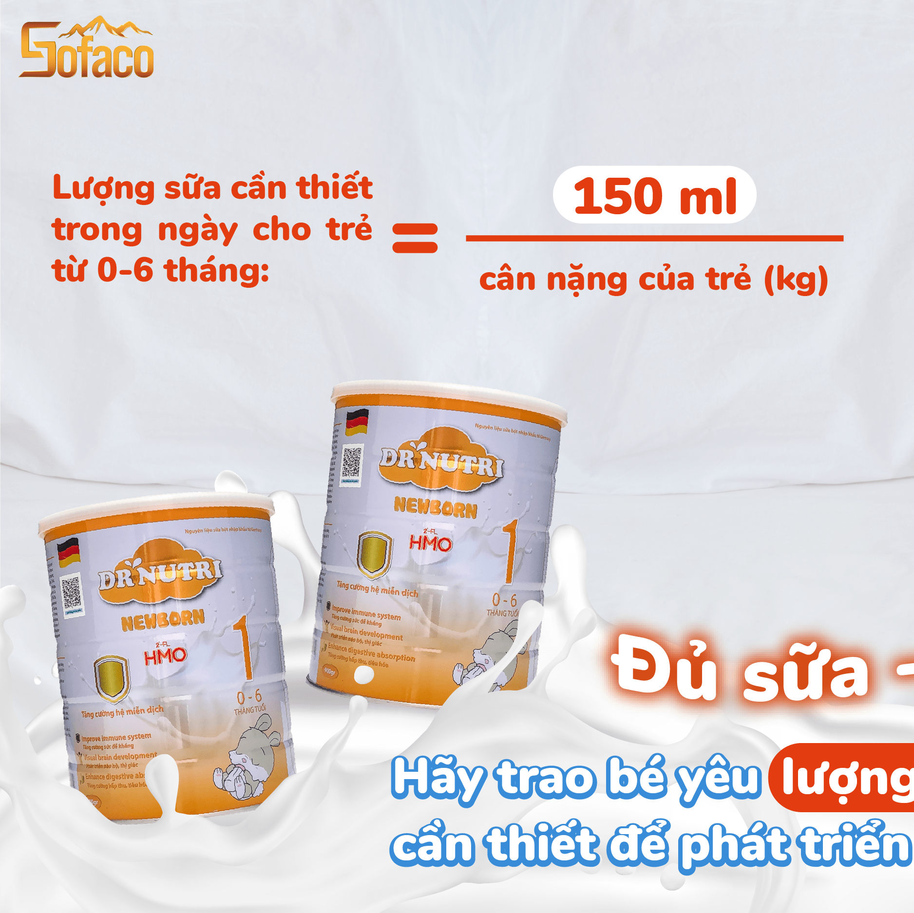 SỮA BỘT DINH DƯỠNG SƠ SINH DR NUTRI NEWBORN 900G (0 – 6 THÁNG)