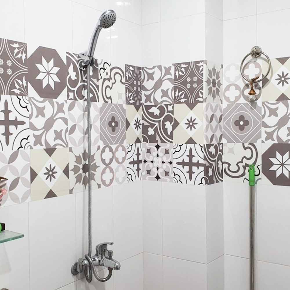 Decal gạch bông chống thấm dán bếp, dán tường - mã HV08