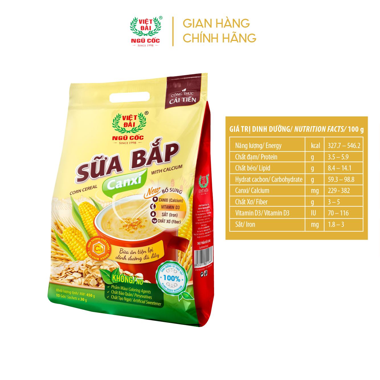Bột ngũ cốc ăn kiêng Việt Đài 600g