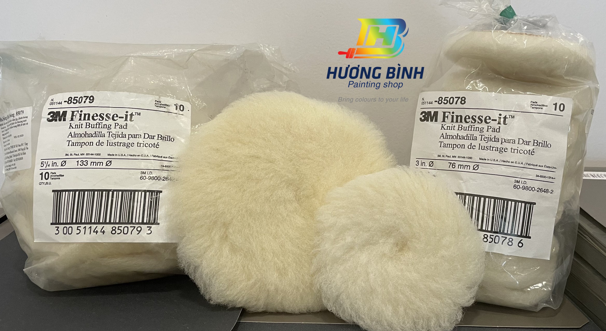 Miếng lông cừu dùng để đánh bước 1 - 3M Buffing Pad 85078 & 85079 (có 2 size: 3 inch ~ 76mm và 5 inch ~ 125mm)