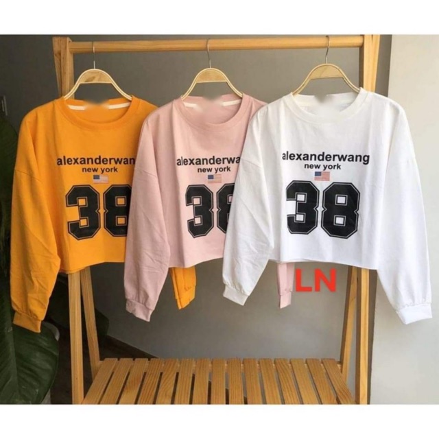 Áo croptop tay bo số 38 LN12 Áo thun nam nữ, quần kaki, quần nữ, sét bộ mặc ở nhà, áo thun tay dài, quần jean ống rộng - LEEDA