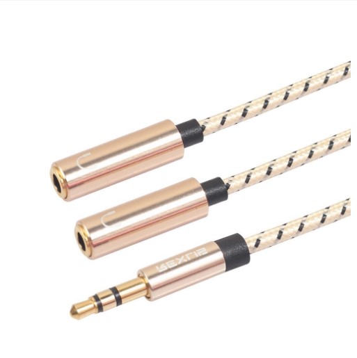 Cáp chia jack 3.5mm Rexus 1 đực ra 2 cái bọc vải