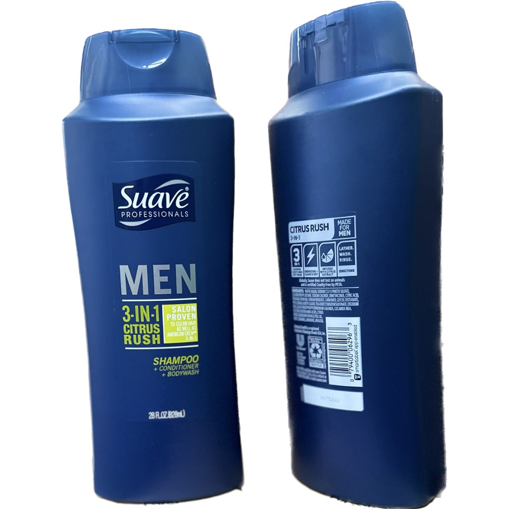 Sữa Tắm - Gội - Xả Suave MEN 3in1 Citrus Rush 828ml