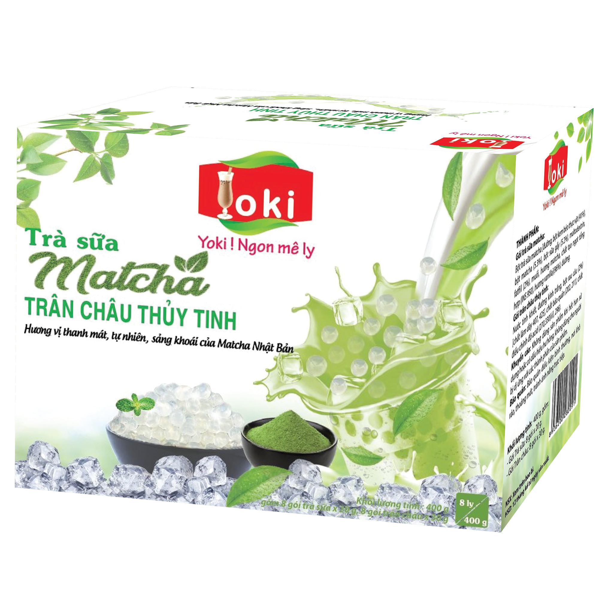 [HCM]Trà sữa Matcha trân châu thủy tinh Yoki 400g
