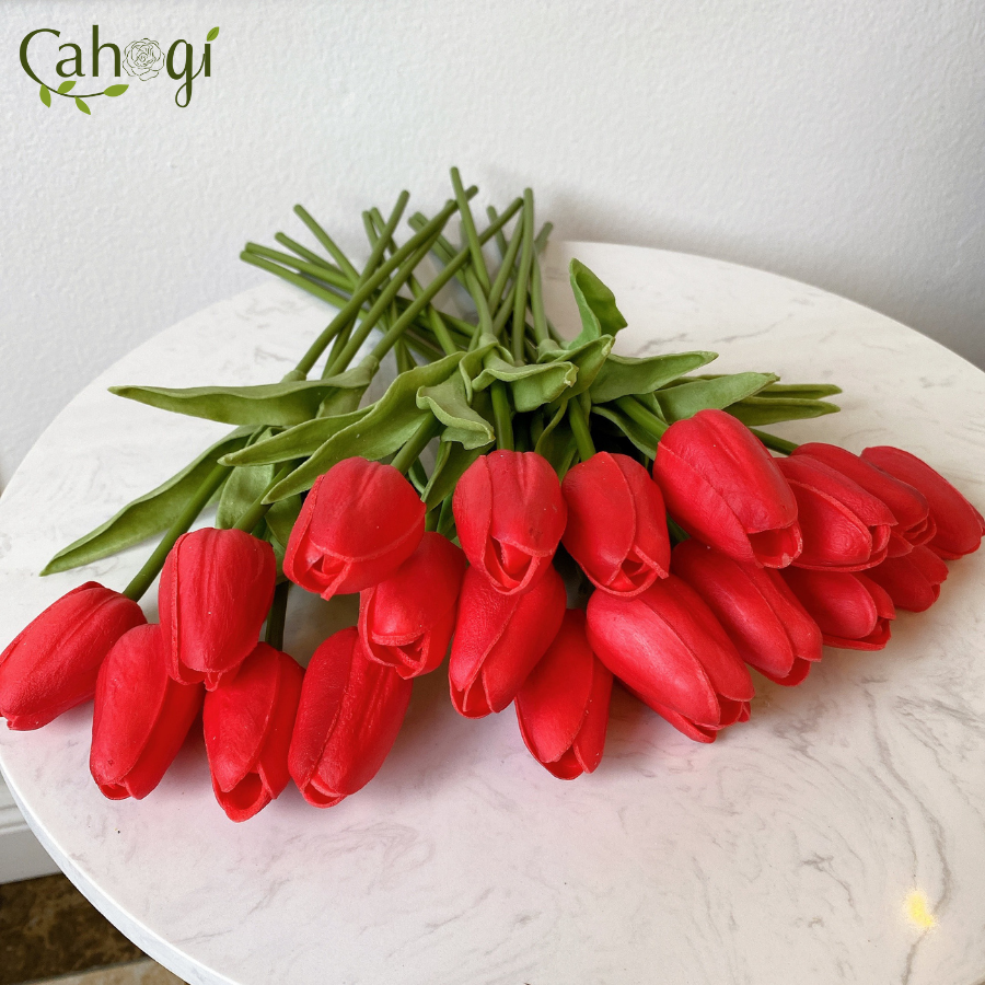 Hoa Giả - Hoa Tulip Cao Su 35 Cm