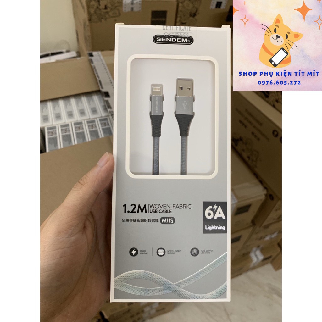 Dây cáp sạc nhanh M11s Sendem dây dù cho ip