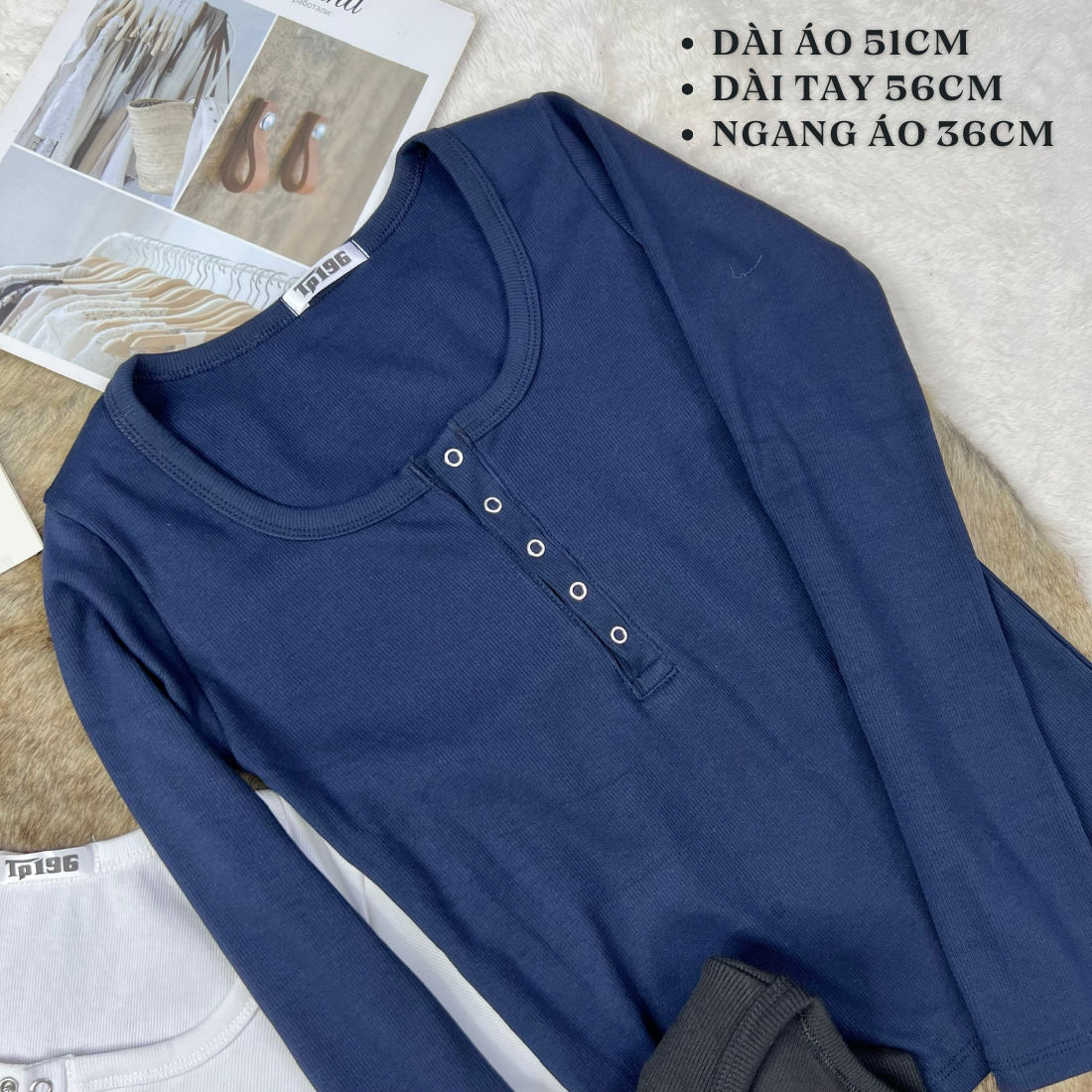 Áo thun dài tay cúc bấm không rỉ form ôm tôn dáng A49