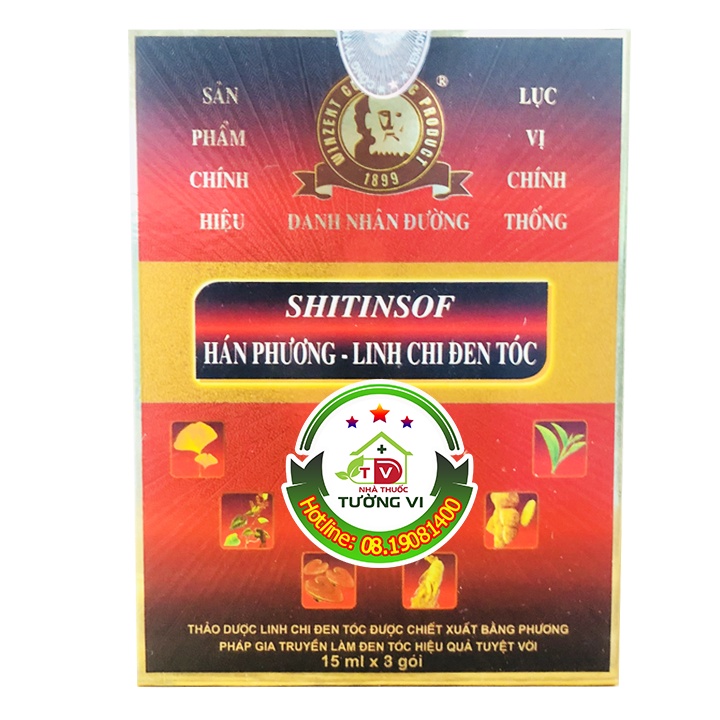 [CHÍNH HÃNG] Dầu gội đen tóc Shitinsof Hán Phương Linh Chi (Hộp 3 gói)