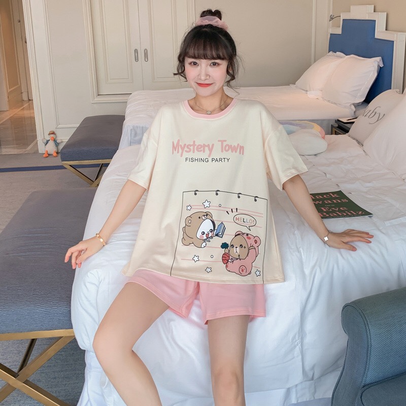 [Hoàn Tiền 6%] Bộ nữ quần đùi áo cộc mặc nhà mùa hè chất cotton hàng loại đẹp loại 1