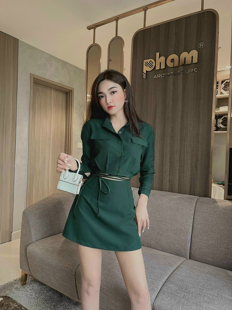 Set Bộ Đồ Nữ Cột Eo Lịch Sự Sang Trọng Cực Xịn