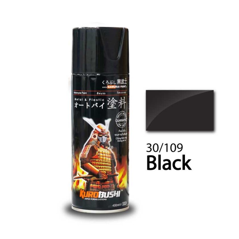 Chai Sơn Samurai KUROBUSHI Đen Bóng 109 400ml - Bình Sơn Xịt Xe Máy Samurai Màu Đen - Sơn Nước Xe Máy Cao Cấp