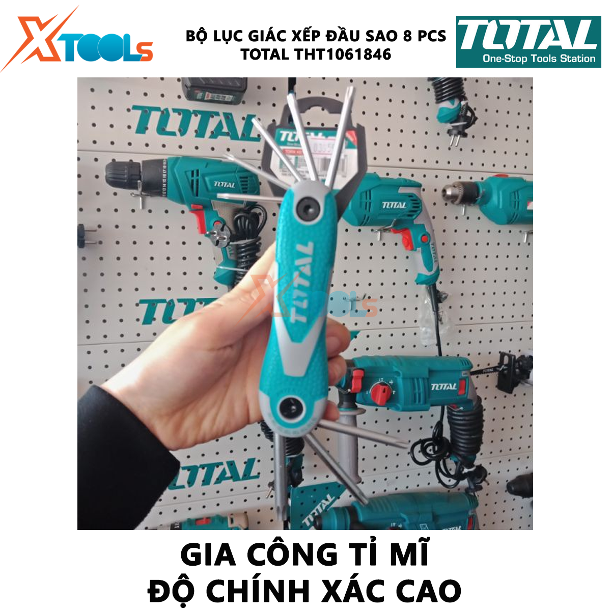 Bộ khóa lục giác xếp đầu sao 8 chi tiết Total THT1061846 | bộ 8 chìa lục giác bông kích thước 2-8mm hỗ trợ vặn mở được dễ dàng và tốn ít sức
