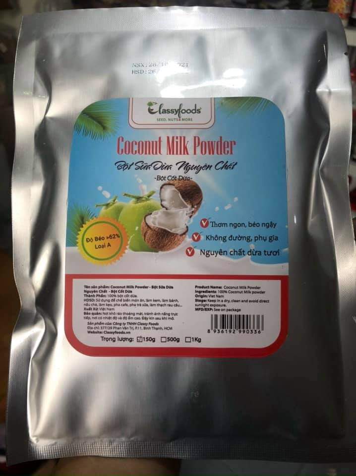 bột sữa dừa ( cốt dừa) độ béo > 60% ( 150 gram)