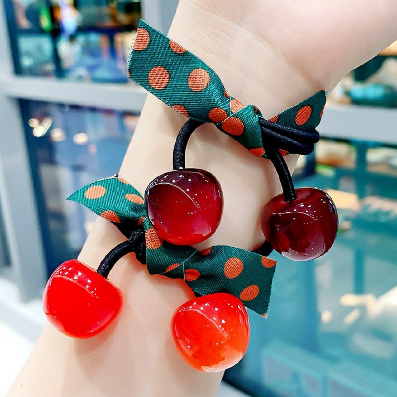 BỘ 02 THUN CỘT TÓC CHERRY XINH XẮN