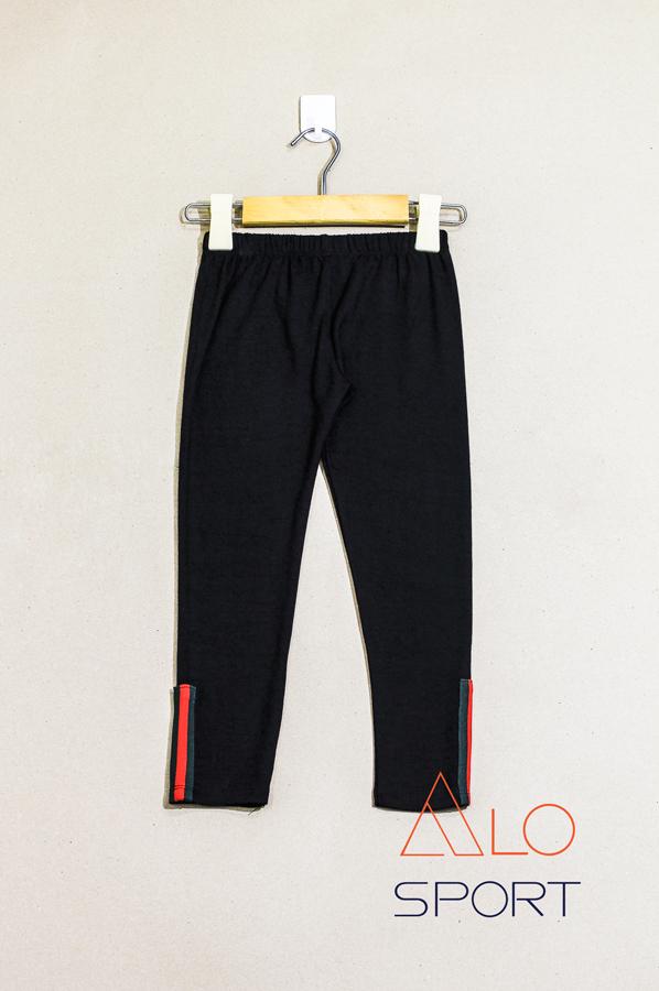 Quần legging bé gái lửng phối ống đen