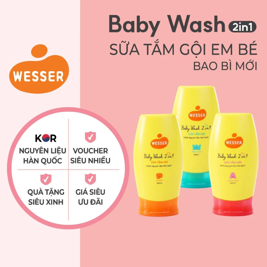 Sữa tắm gội Wesser 2 in 1 200ml [ BAO BÌ MỚI ]