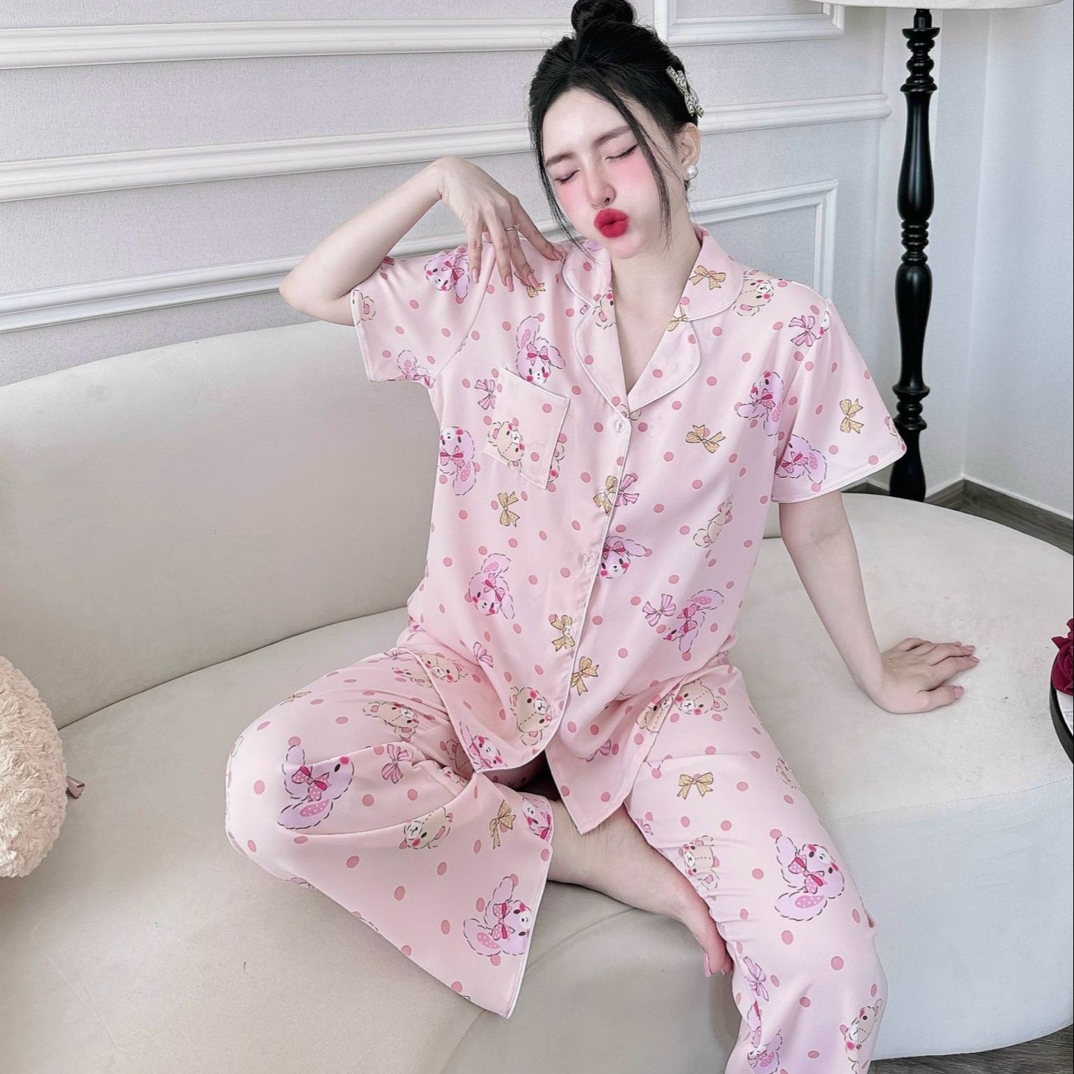 Đồ bộ bigsize 50-100kg đồ mặc nhà mắt dành cho nữ chất lụa Mango mềm mịn cao cấp