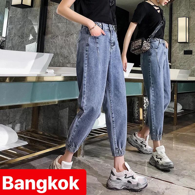 QUẦN JEAN BAGGY NỮ XANH LƯNG THUN CẠP CHUN ỐNG TÚM LƯNG CAO NÂNG MÔNG TREND MỚI THÁI LAN BK 335 - TÝ GOLD 2020