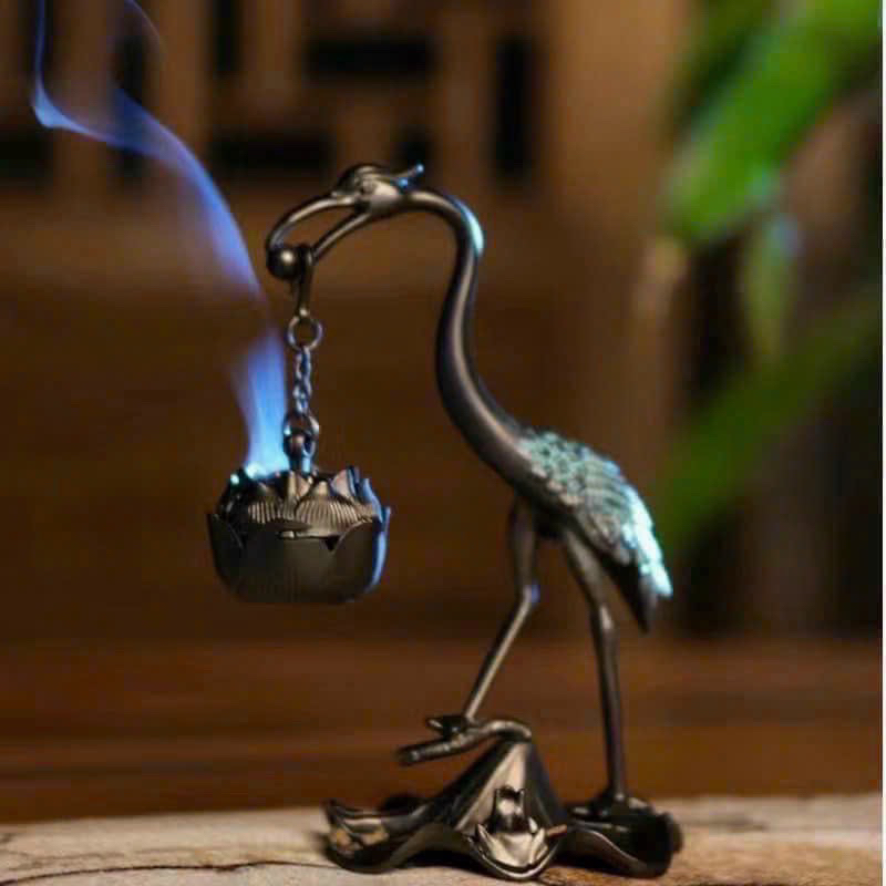 Hạc tiên ngậm hoa sen đốt trầm hương - hạc đốt trầm hương