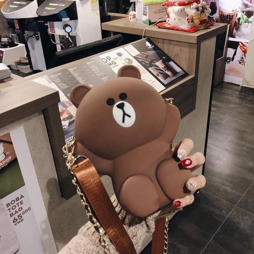 Túi Đeo Chéo Silicon Hình Gấu Brown [HÀNG LOẠI 1]