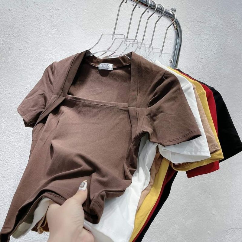 Áo thun cổ vuông vạt xéo gs65