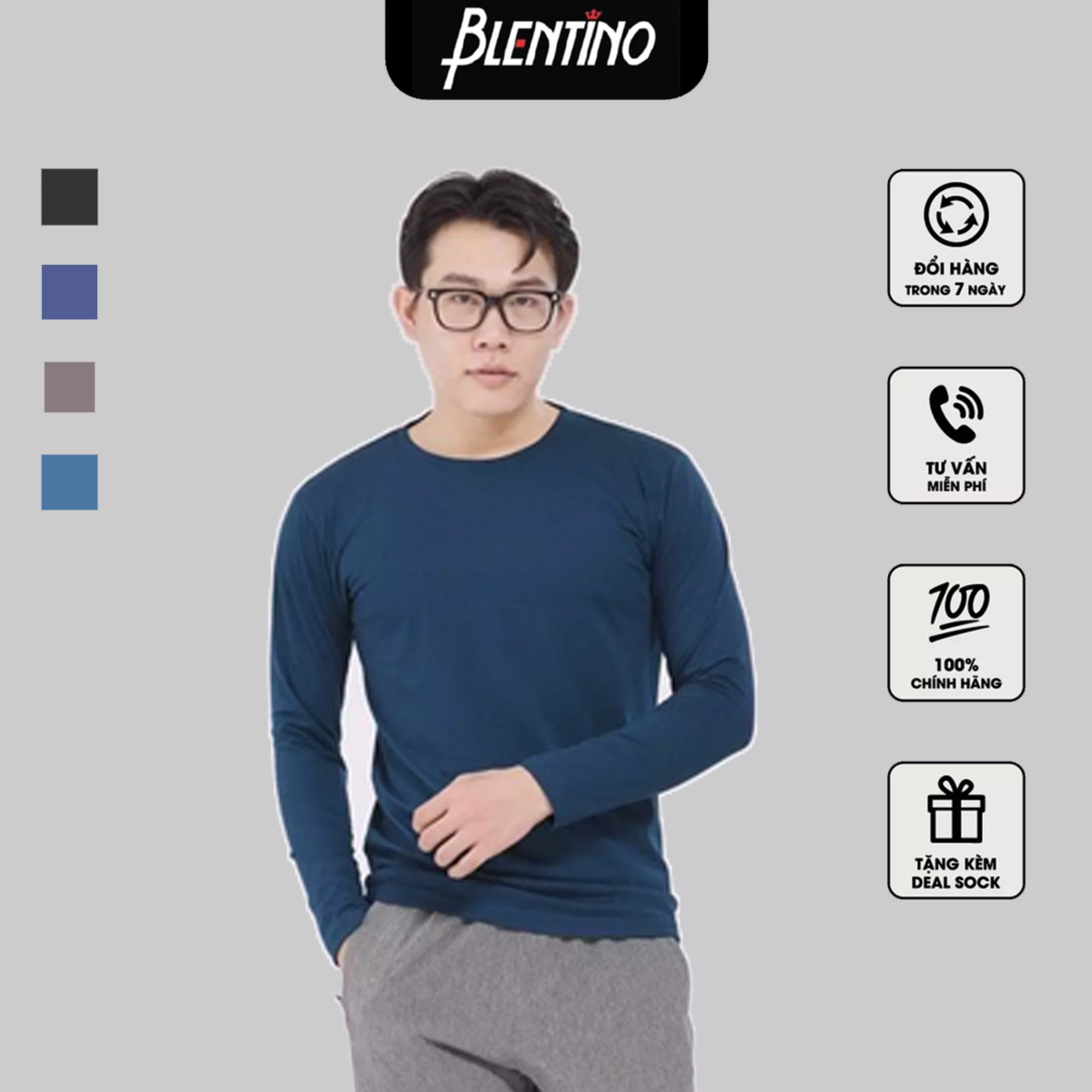 Áo Thun Nam Blentino. Áo thu đông Nam Dài Tay Cổ Tròn BLTSD-02 (1)