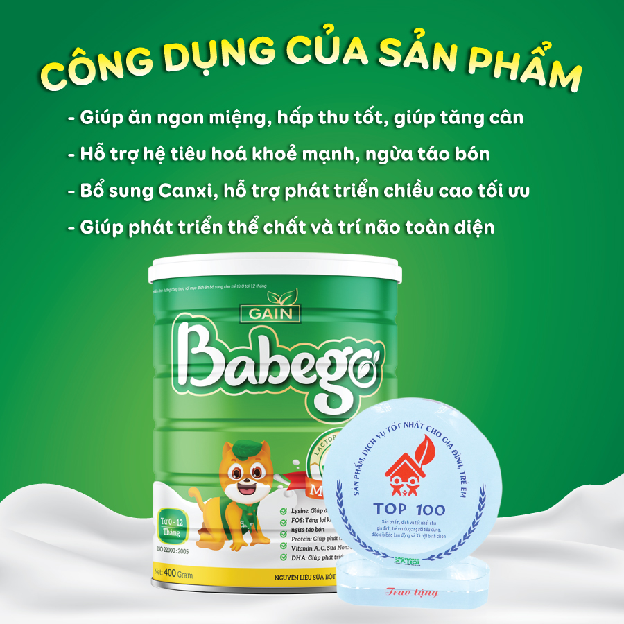 Sữa mát tăng cân, trị táo bón Babego 400g (0-12m)