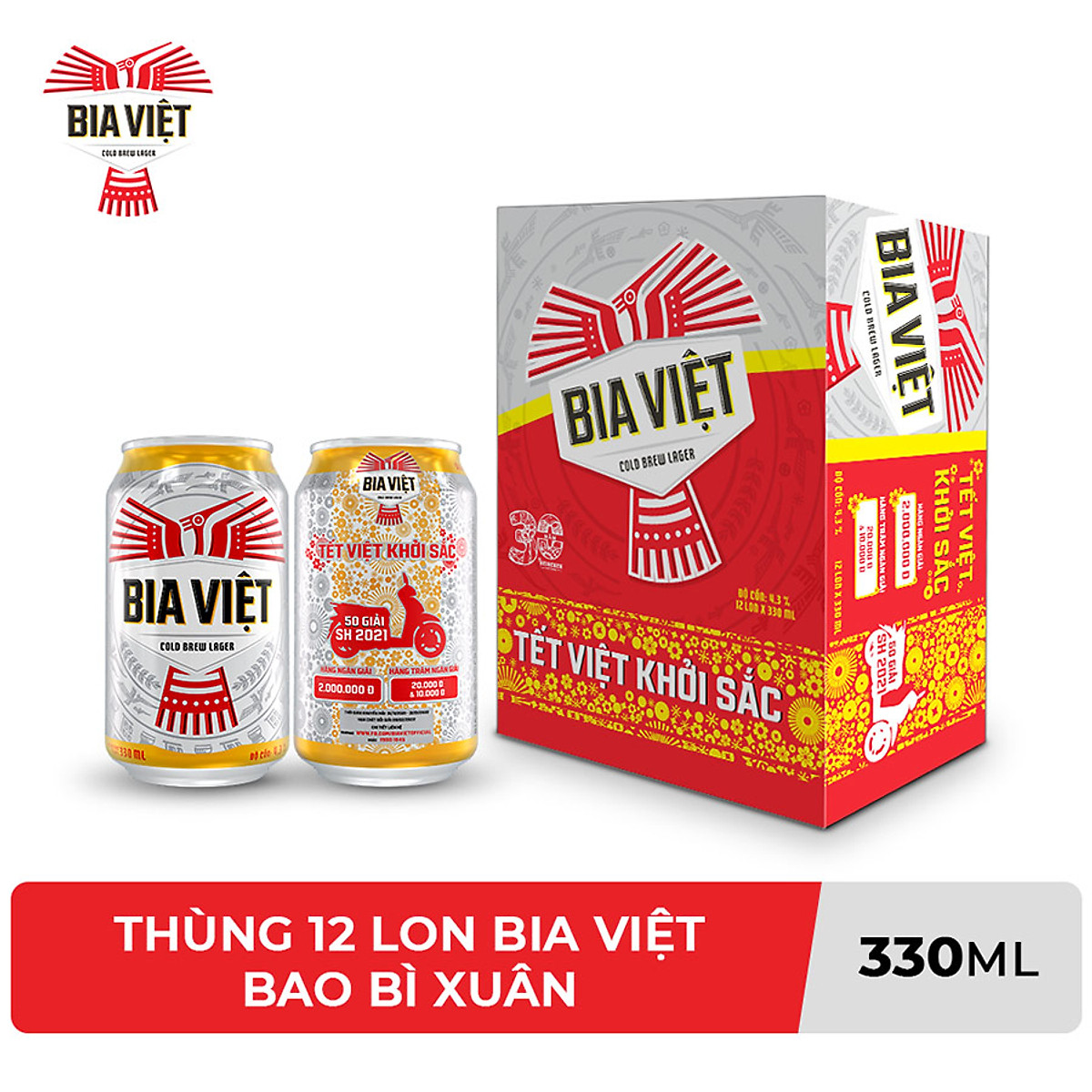 THÙNG 12 LON BIA VIỆT x 330ML