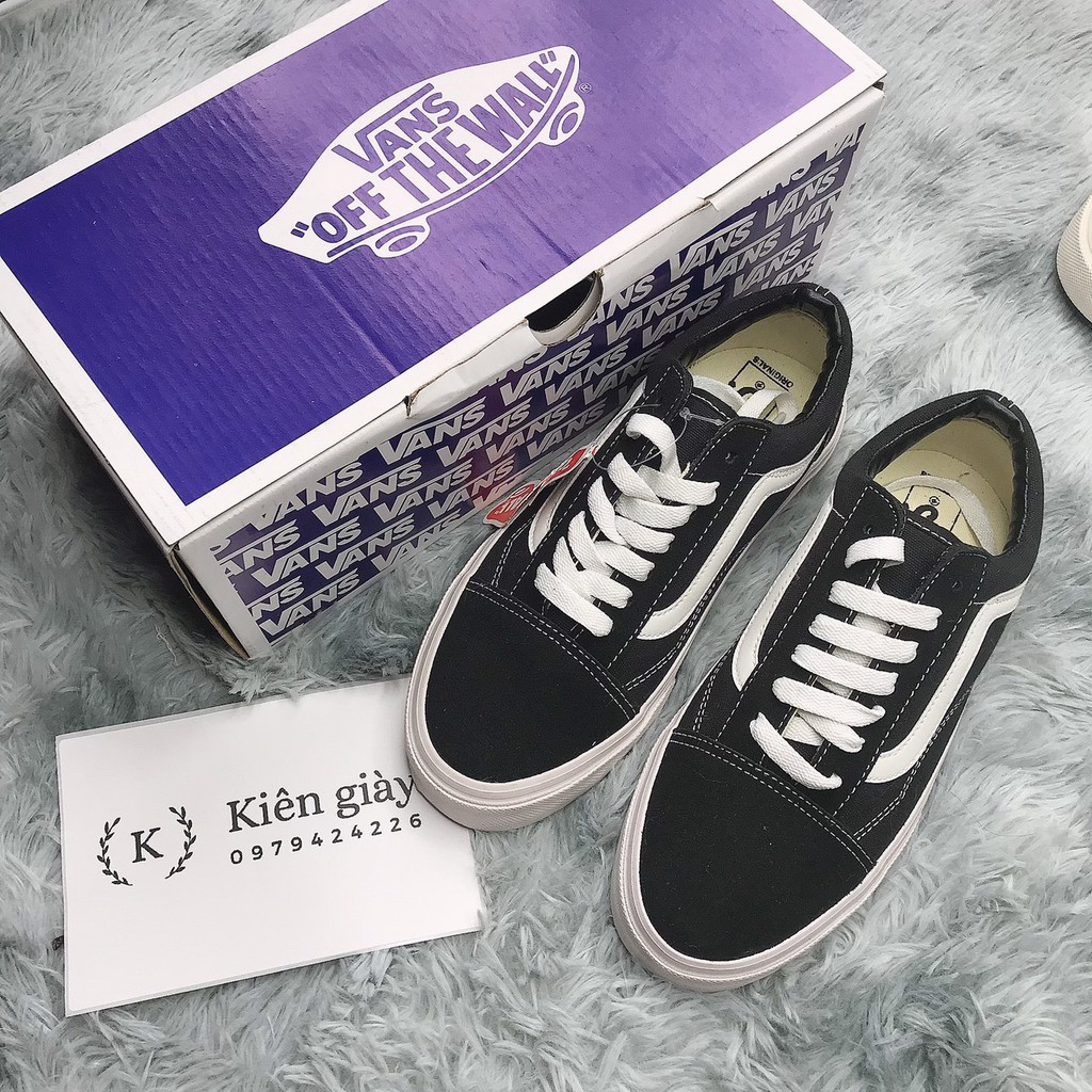 Giày Vans Old Skool đen da nỉ hàng cao cấp full box bill