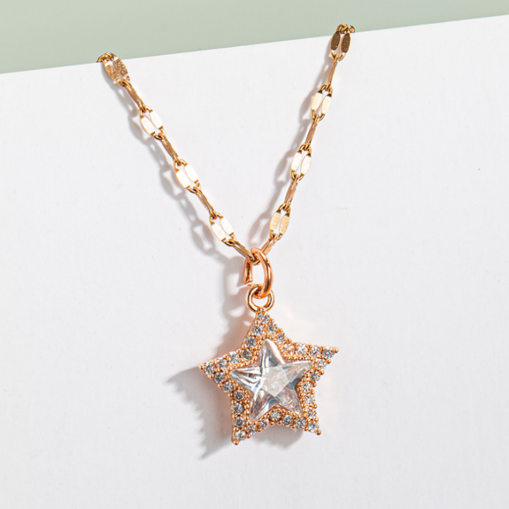 Star and moon necklace star chain