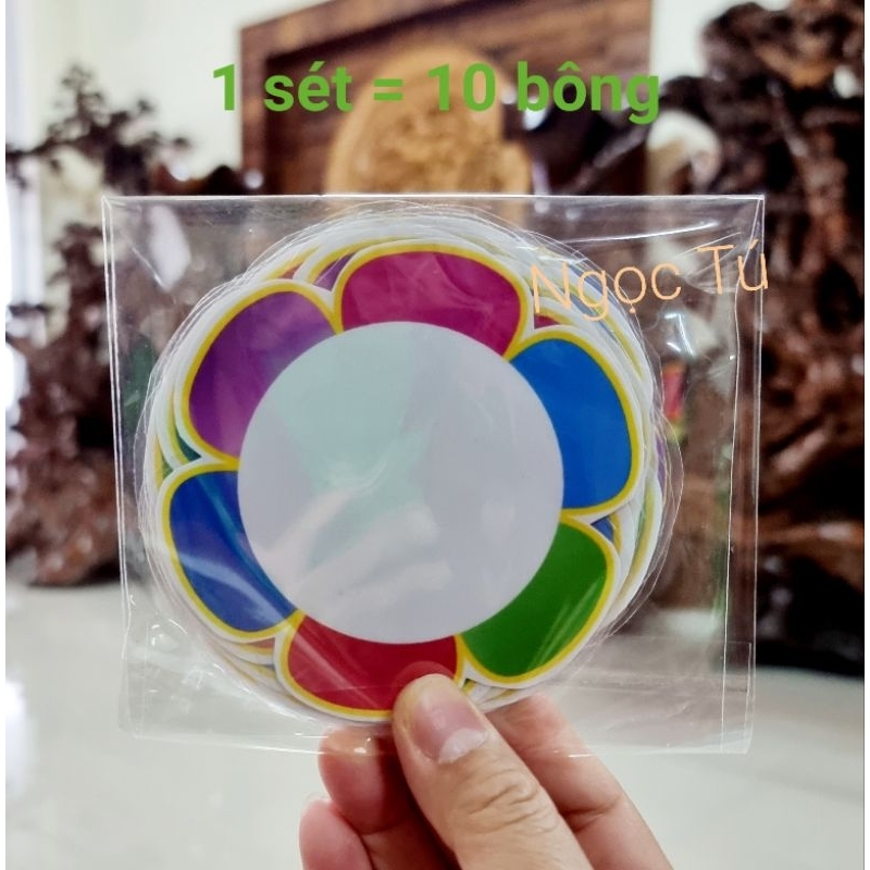 Sét 10 Hoa 9-10Cm Viết Số, Dấu...Sẵn Nam Châm Lá