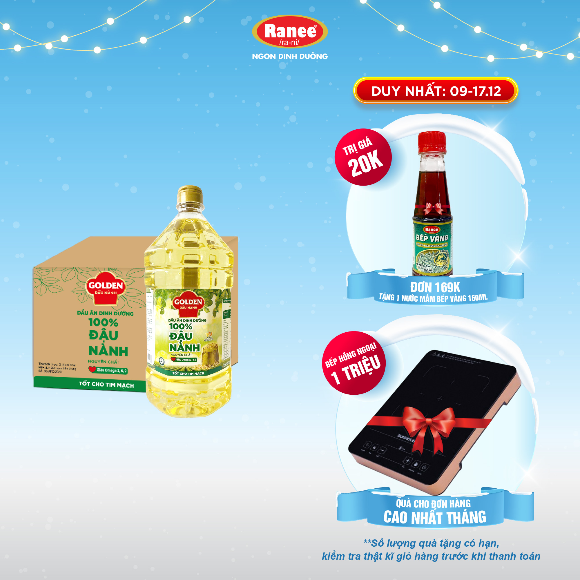 Thùng Dầu Đậu Nành cao cấp Golden 2 lít (2 lít x 6 chai)