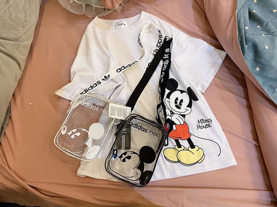 túi nữ nhựa trong đeo chéo mickey sịn sò