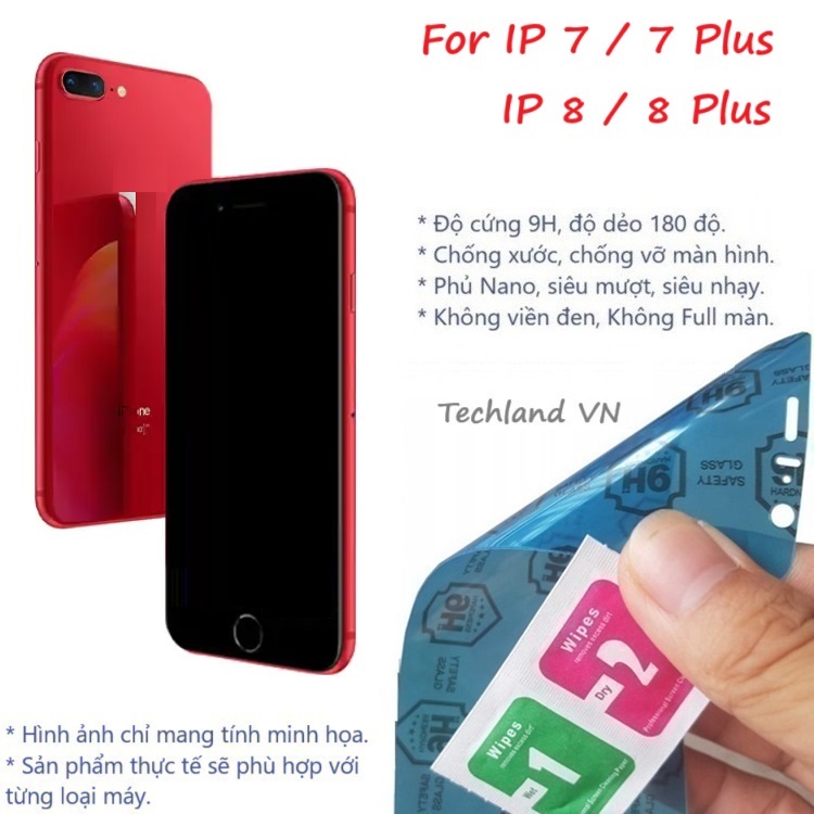 Cường Lực Phủ Nano cho iPhone 7 / 8 / 7 Plus / 8 Plus - Trong Suốt, Không Full Màn, Không Viền Đen