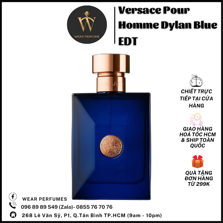 Nước Hoa Nam Versace Pour Homme Dylan Blue EDT - Phong cách Nam tính, Tươi mát, Hấp dẫn - Fullsize và Chiết