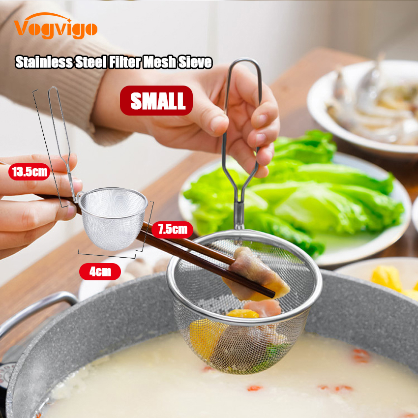 1Pc Stainless Steel Filter Mesh Sieve Household Kitchen Hot Pot Colander Fishing Noodle Spoon Frying Filter Spoon