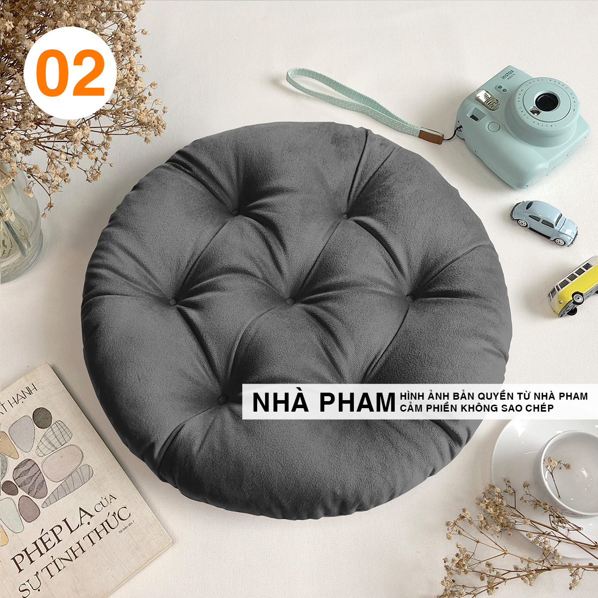 Đệm Tròn Ngồi Bệt Vải NHUNG (No1-20) (40,45,50cm)