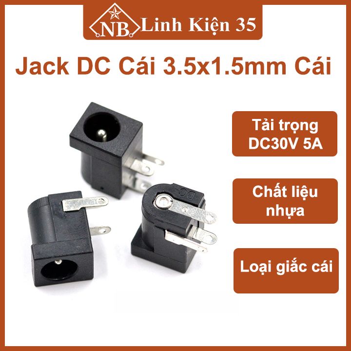 Jack DC Cái 3.5x1.5 làm mạch điện tử