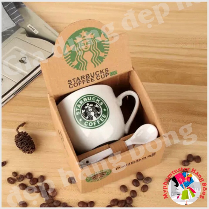(SIÊU HOT) Cốc sứ starbucks kèm thìa