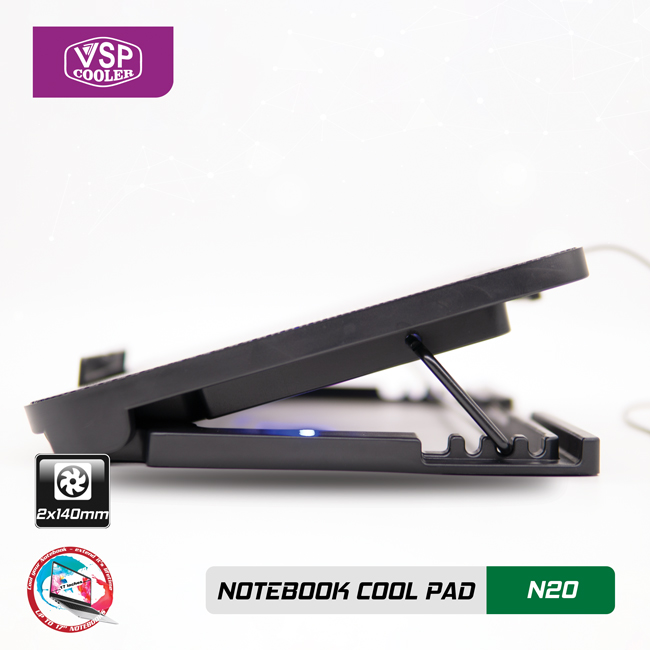 Đế tản nhiệt Laptop Notebook cool pad N20 - 2 fan làm mát